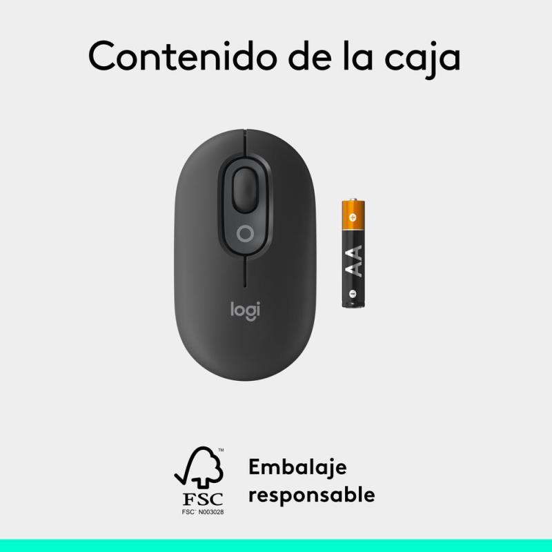 Raton inalambrico logitech pop mouse grafito