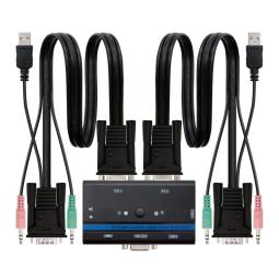 Conmutador kvm nanocable vga usb 1u - 2pc+cable - negro