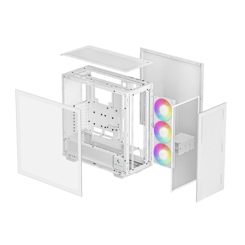 Caja ordenador gaming deepcool e - atx morpheus argb cristal templado blanco