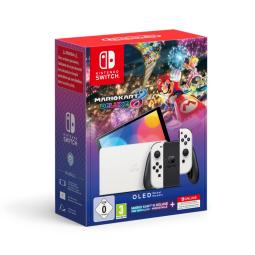 Consola nintendo switch oled blanca + mario kart 8 + nso 12m