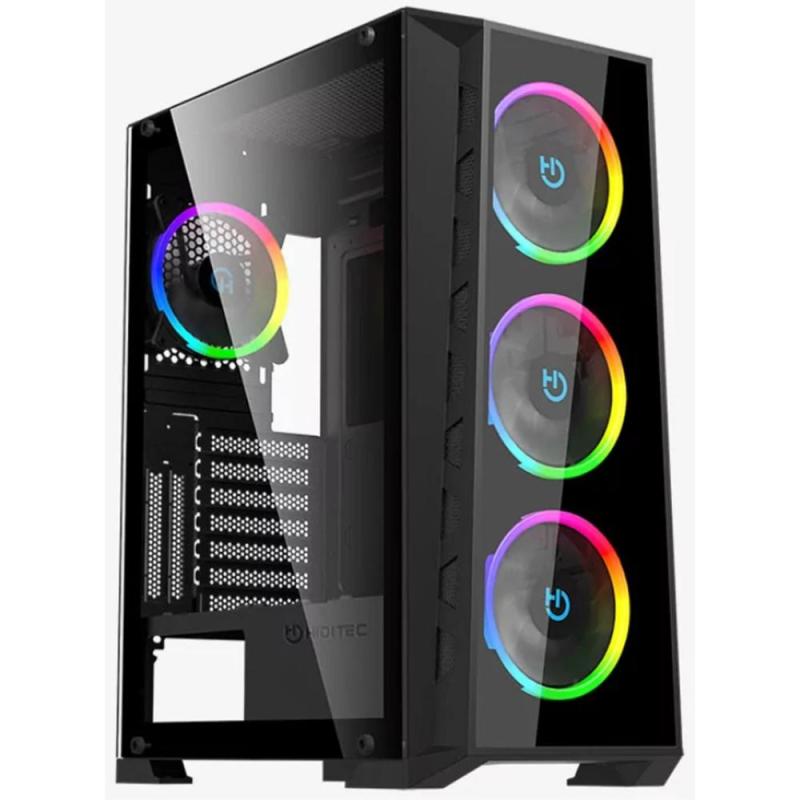 Caja ordenador gaming hiditec mh12 atx argb cristal templado negro