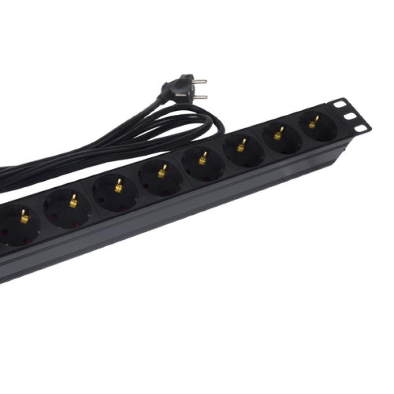 Regleta phasak 8 tomas sin interruptor 1.8m negro