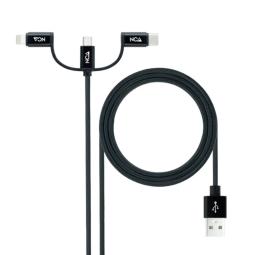 Cable usb tipo a a micro usb - usb tipo c - lightning nanocable 1m - macho - macho - negro