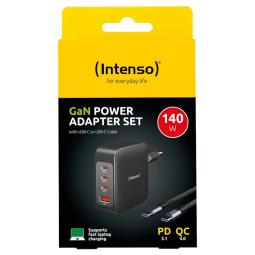 Cargador pared intenso gan w140a3c 3x usb tipo c 1x usb tipo a + cable usb tipo c