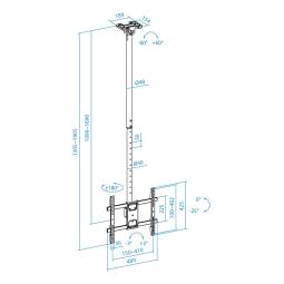 Soporte techo tooq vesa hasta 75pulgadas 400x400mm max 60kg