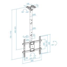 Soporte techo tooq vesa hasta 86pulgadas 600x400mm max 60kg