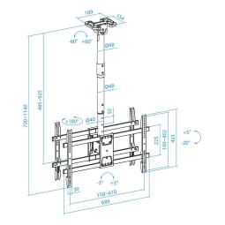 Soporte techo doble tooq vesa hasta 86pulgadas 600x400mm max 50kg - pantalla