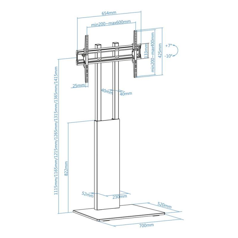 Soporte suelo tooq vesa hasta 85pulgadas 600x400mm max 40kg