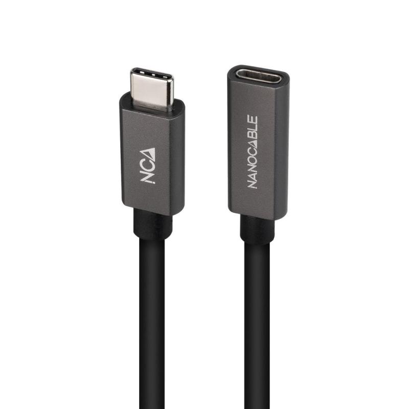 Cable usb tipo c nanocable 0.5m - macho - hembra - negro