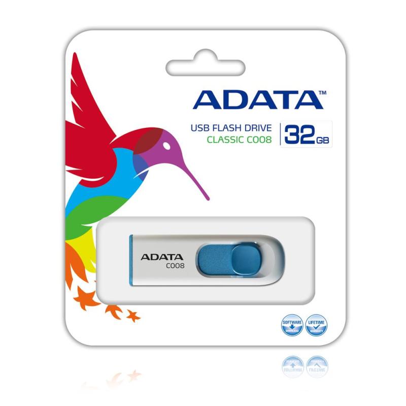 Memoria usb 2.0 adata c008 32gb blanco - azul