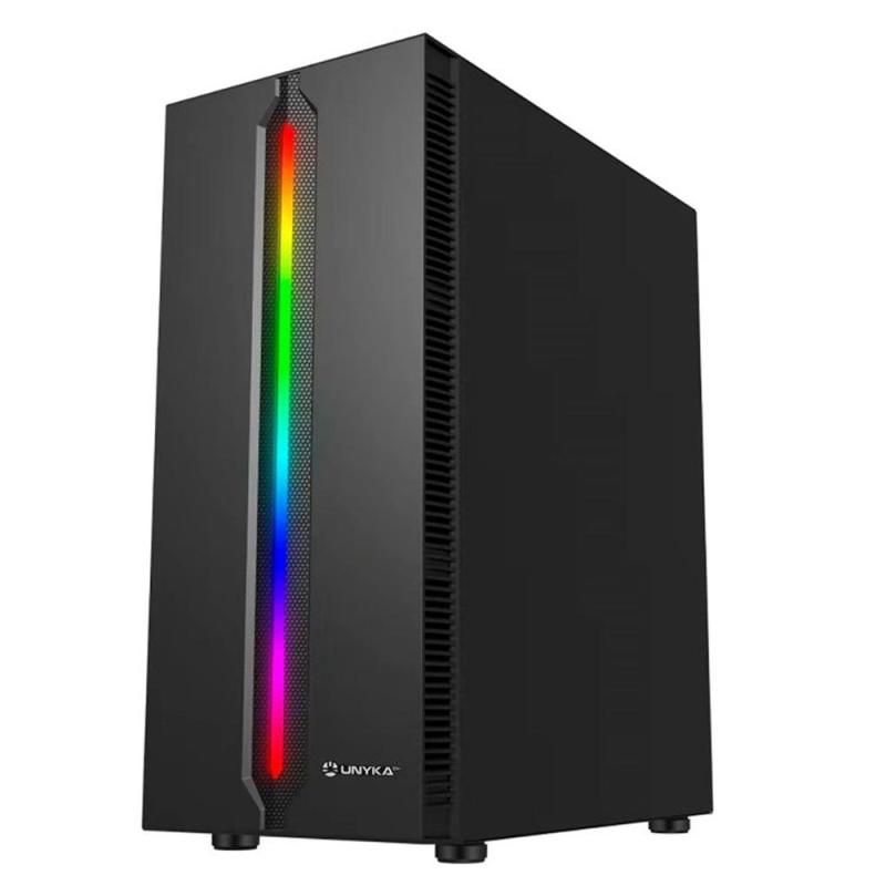 Caja ordenador gaming unyka lumina 205 atx argb cristal templado negro