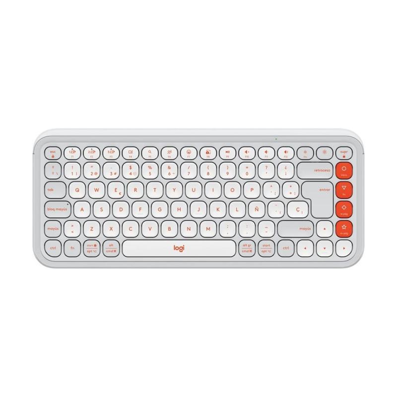 Teclado logitech pop icon keys inalambrico blanco - naranja