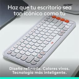 Teclado logitech pop icon keys inalambrico blanco - naranja