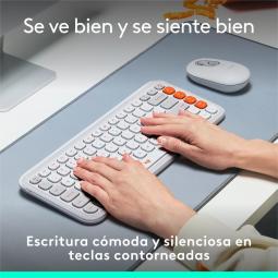 Teclado logitech pop icon keys inalambrico blanco - naranja