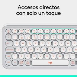 Teclado logitech pop icon keys inalambrico blanco - naranja