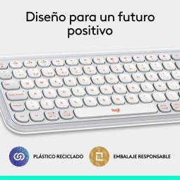 Teclado logitech pop icon keys inalambrico blanco - naranja