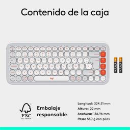 Teclado logitech pop icon keys inalambrico blanco - naranja