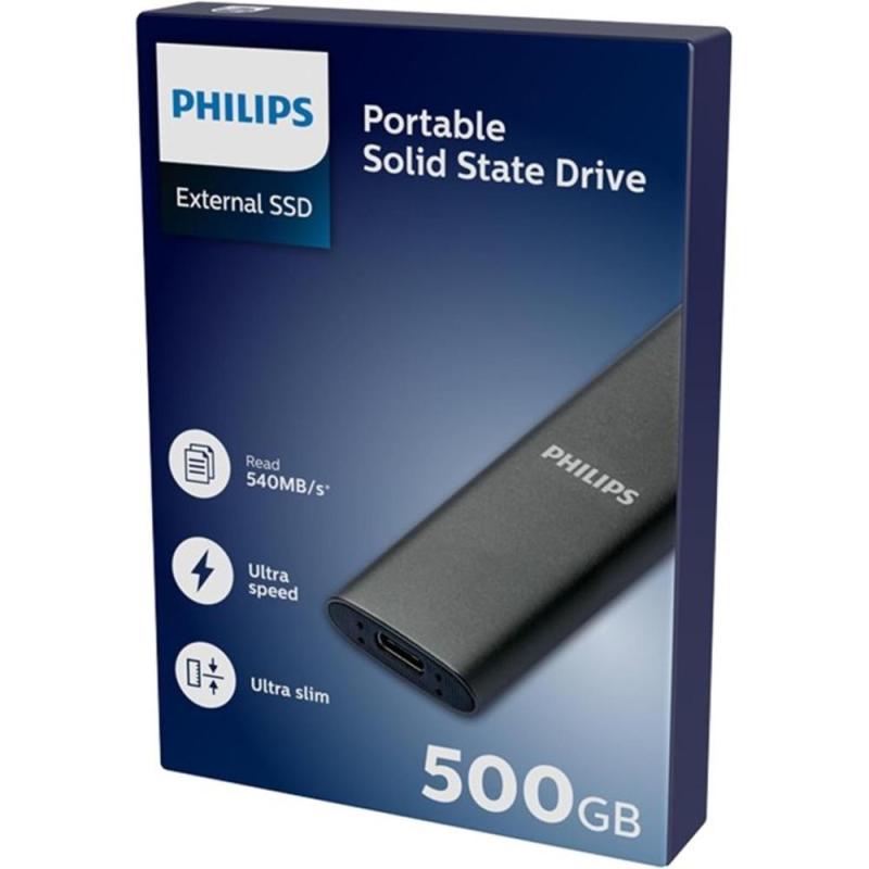 Disco duro externo ssd philips fm50ss030p 500gb m.2 usb tipo c