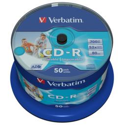 Verbatim cd - r 700mb 52x tarrina 50 unidades imprimible inkjet super azo