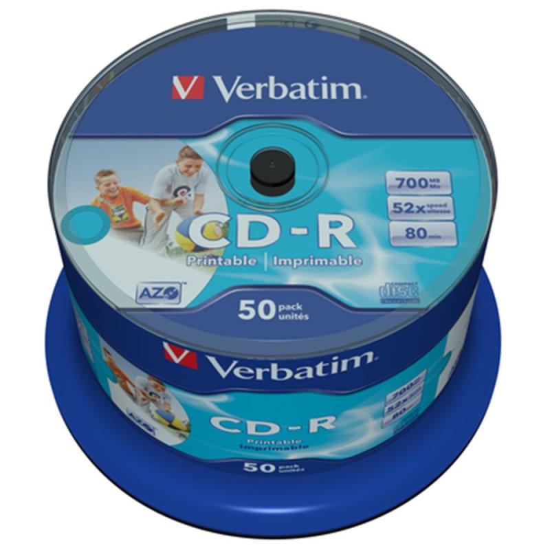 Verbatim cd - r 700mb 52x tarrina 50 unidades imprimible inkjet super azo