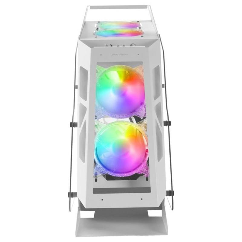 Caja ordenador mars gaming mc61 premium matx argb cristal templado blanco