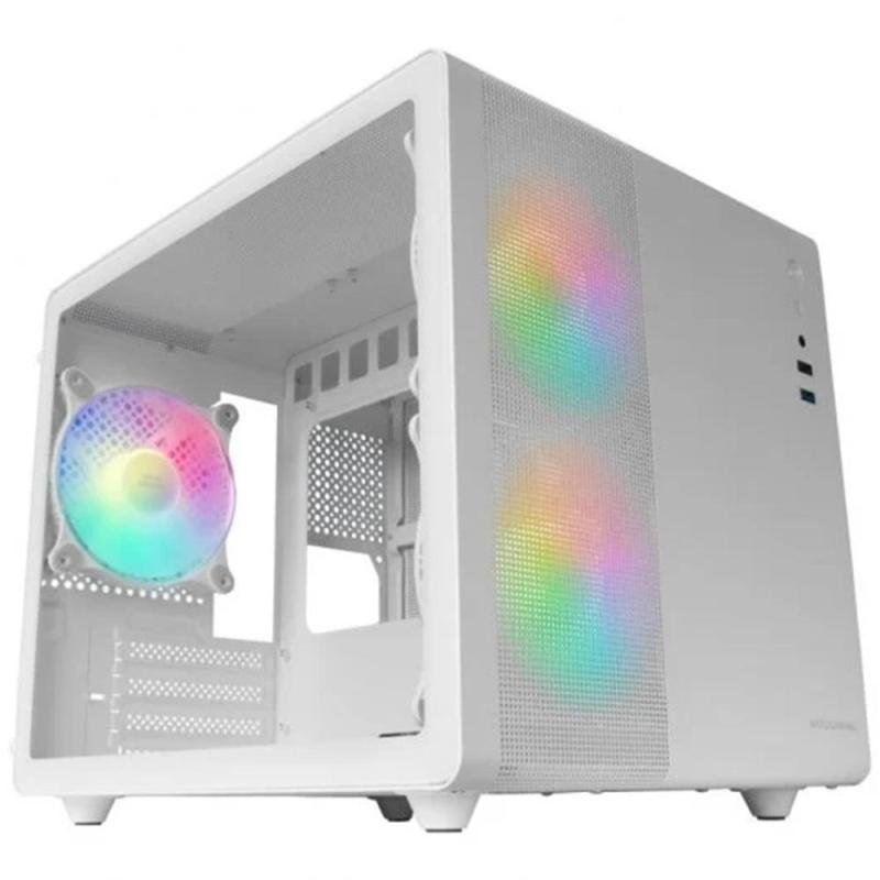 Caja ordenador mars gaming mc400w matx rgb cristal templado blanco