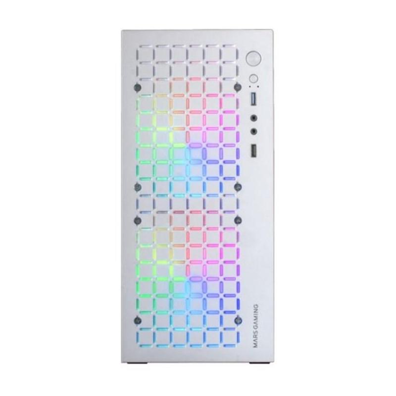 Caja ordenador mars gaming mccore matx frgb cristal templado blanco