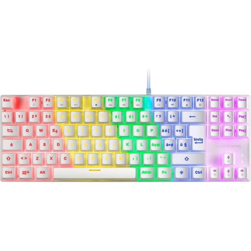 Teclado inalambrico mars gaming mk80 blanco italiano