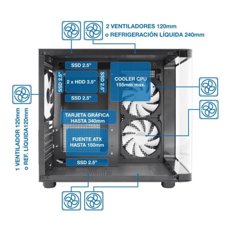 Caja ordenador gaming coolbox gm100 vision argb microatx