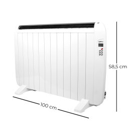 Yoevu radiador eléctrico bajo consumo. 12 elementos 2000 w de pared o pie 3 modos temporizador mando a distancia pantalla led bl