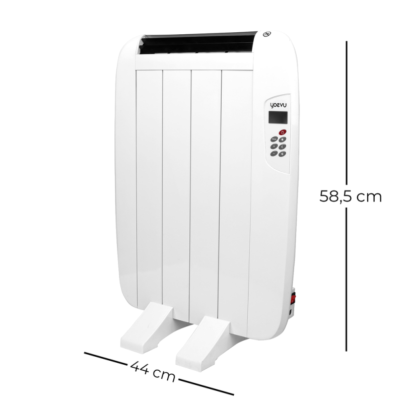 Yoevu radiador eléctrico bajo consumo. 4 elementos 600 w de pared o pie 3 modos temporizador mando a distancia pantalla led blan