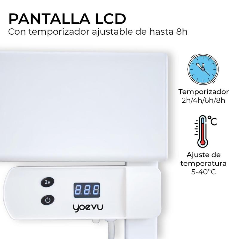 Yoevu - radiador toallero eléctrico bajo consumo 500w ip24 blanco