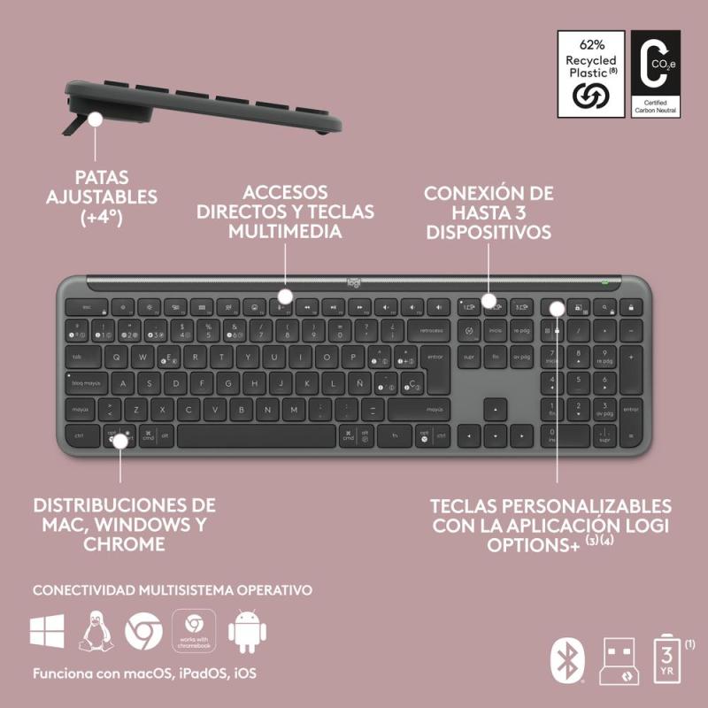 Teclado + raton logitech mk950 inalambrico