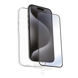 Funda muvit recycletek para apple iphone 16 transparente + protector cristal templado marco negro