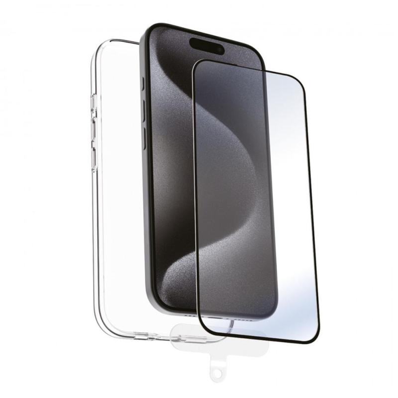 Funda muvit recycletek para apple iphone 16 pro max transparente + protector cristal templado marco negro