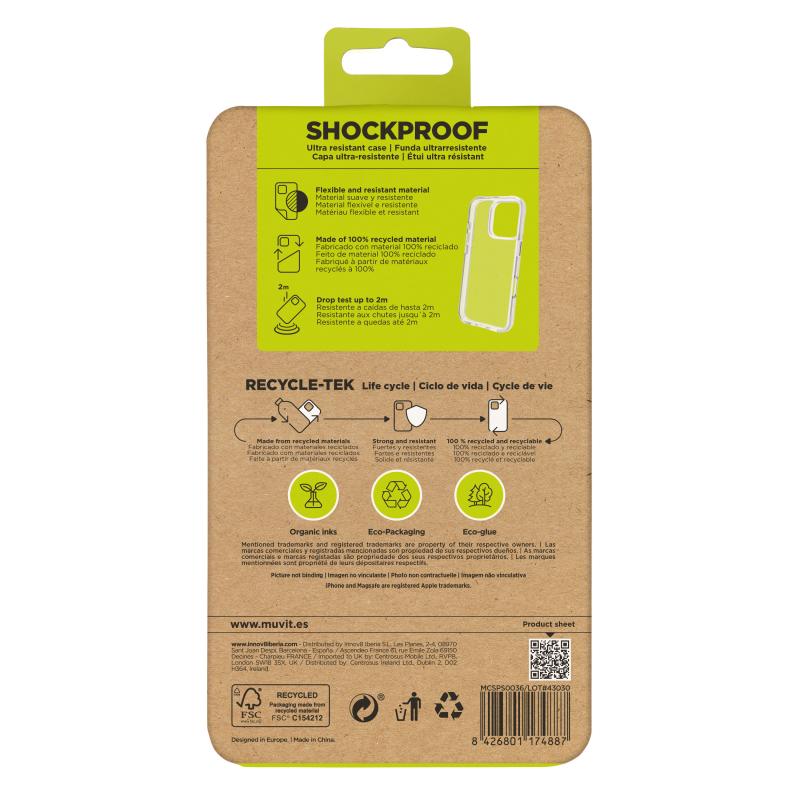 Funda muvit shockproof 2m para apple iphone 16 pro max transparente